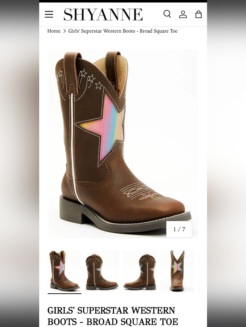 Girls' Superstar Western Boots - Broad Square Toe